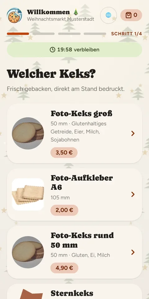 canprintweb am Handy: Der Gast wählt seinen Keks